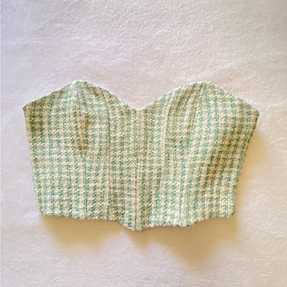 Green and Blue Zara Corset Crop Top Size Medium Never Worn! - Picture 2 of 8